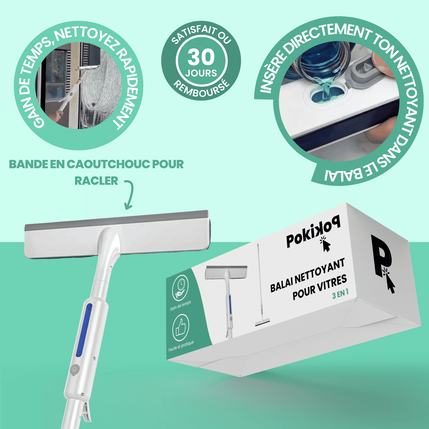 Balai Nettoyant 3 en 1 pour Vitres